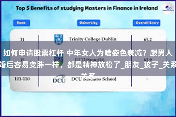 如何申请股票杠杆 中年女人为啥姿色衰减？跟男人婚后容易变胖一样，都是精神放松了_朋友_孩子_关系